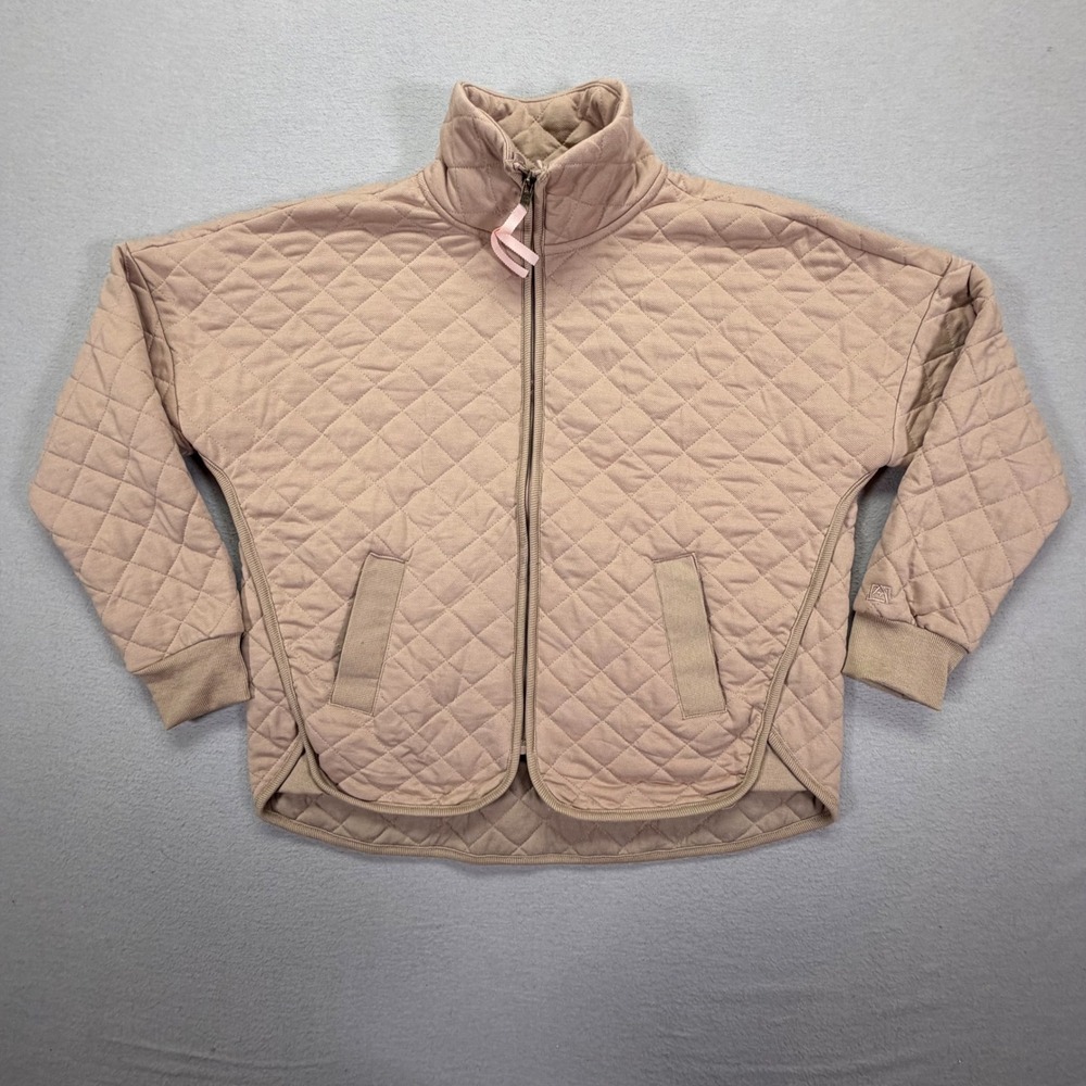 Avalanche Womens Jacket Relaxed Tan Quilted Full Zip Mock Neck L